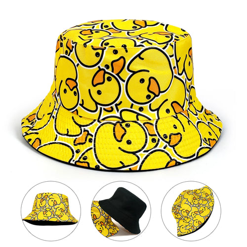 Reversible Cartoon Print Duck Bucket Hat Unisex