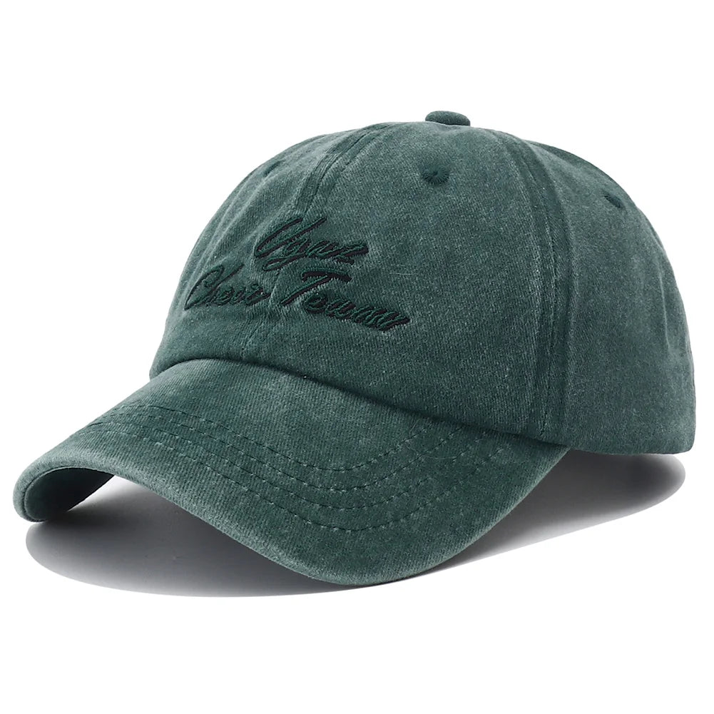 Unisex Letter Embroidery Washed Cotton Baseball Cap