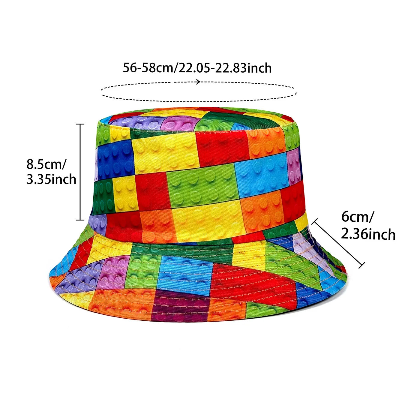 Personalized Building Block Reversible Foldable Bucket Hat