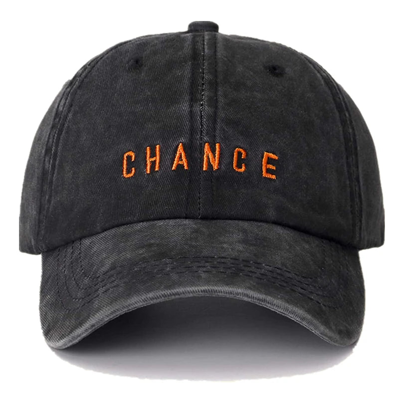 Unisex Washed Cotton Chance Letter Baseball Cap