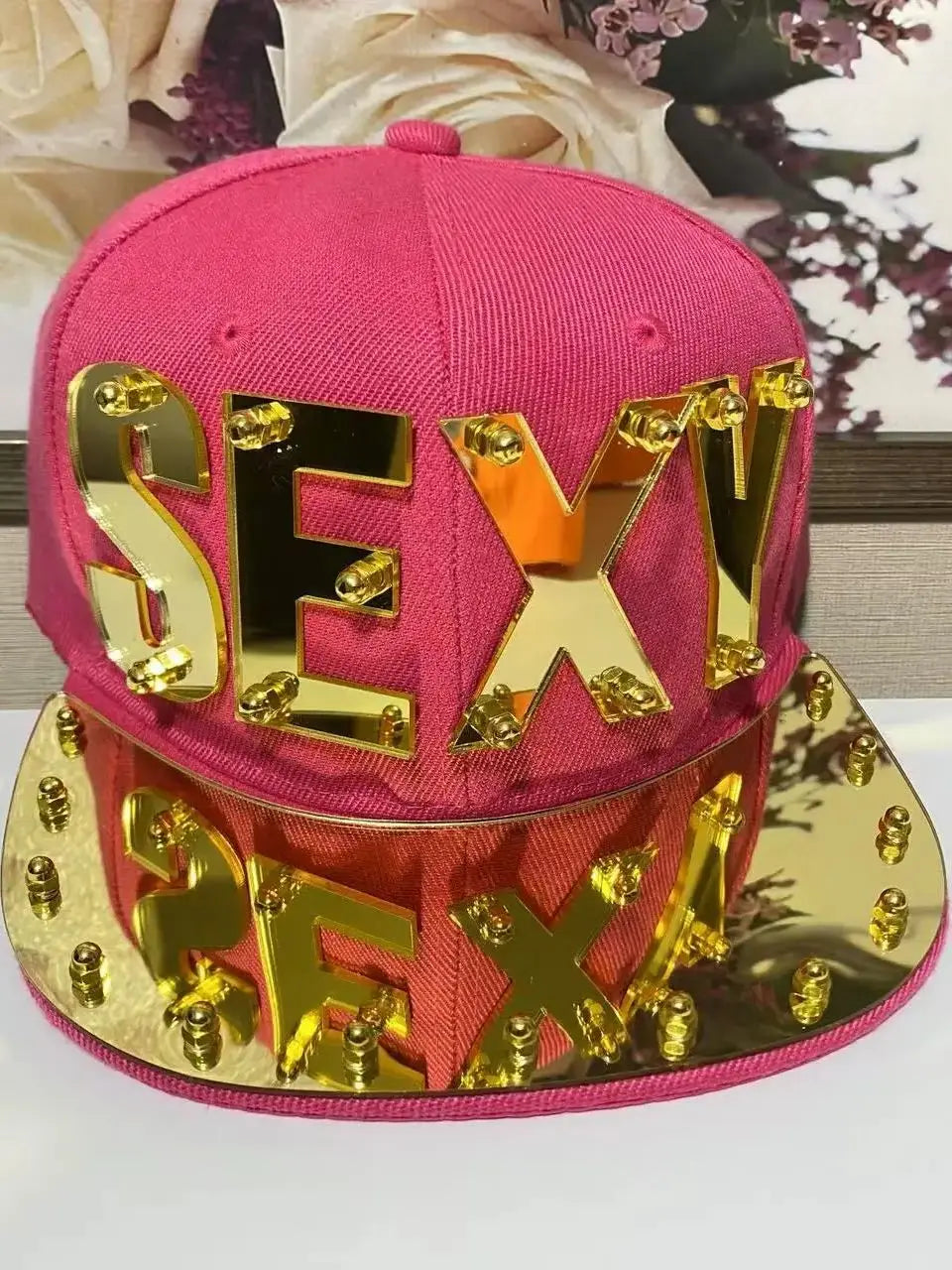 Glitter Rivet Hip Hop Snapback Cap