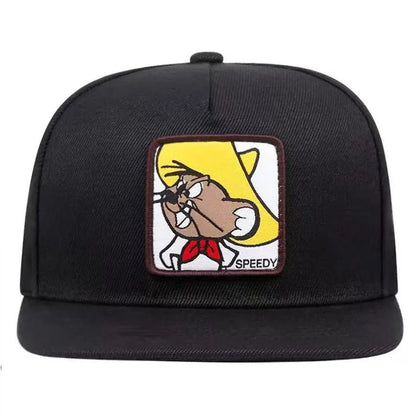 Speedy Mouse Label Flat Brim Hip Hop Cap