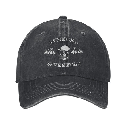Avenged Sevenfold Skull Distressed Denim Baseball Cap