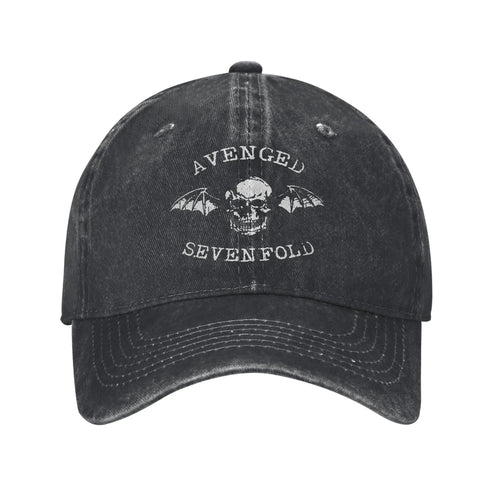Avenged Sevenfold Skull Distressed Denim Baseball Cap