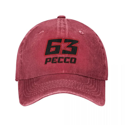 Pecco Bagnaia 63 Distressed Cotton Snapback Baseball Hat