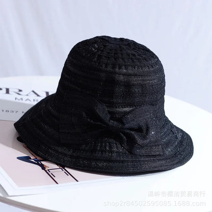 Wide Brim Bow Foldable Bucket Hat