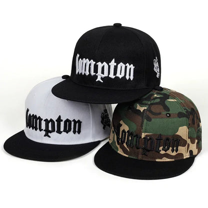 Unisex Compton Embroidered Hip Hop Snapback Cap