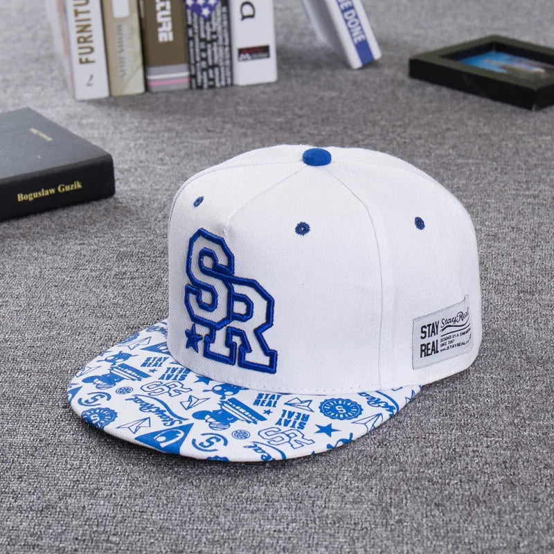 SR Embroidered Flat Brimmed Baseball Hat