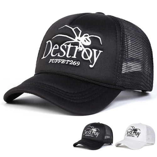 Unisex DESROY Spider Embroidery Baseball Net Caps