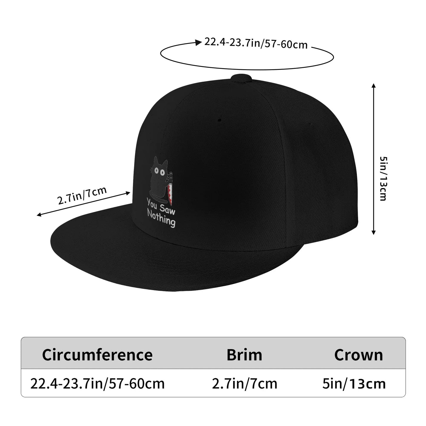 Black Cat Murder Cat Breathable Snapback Cap