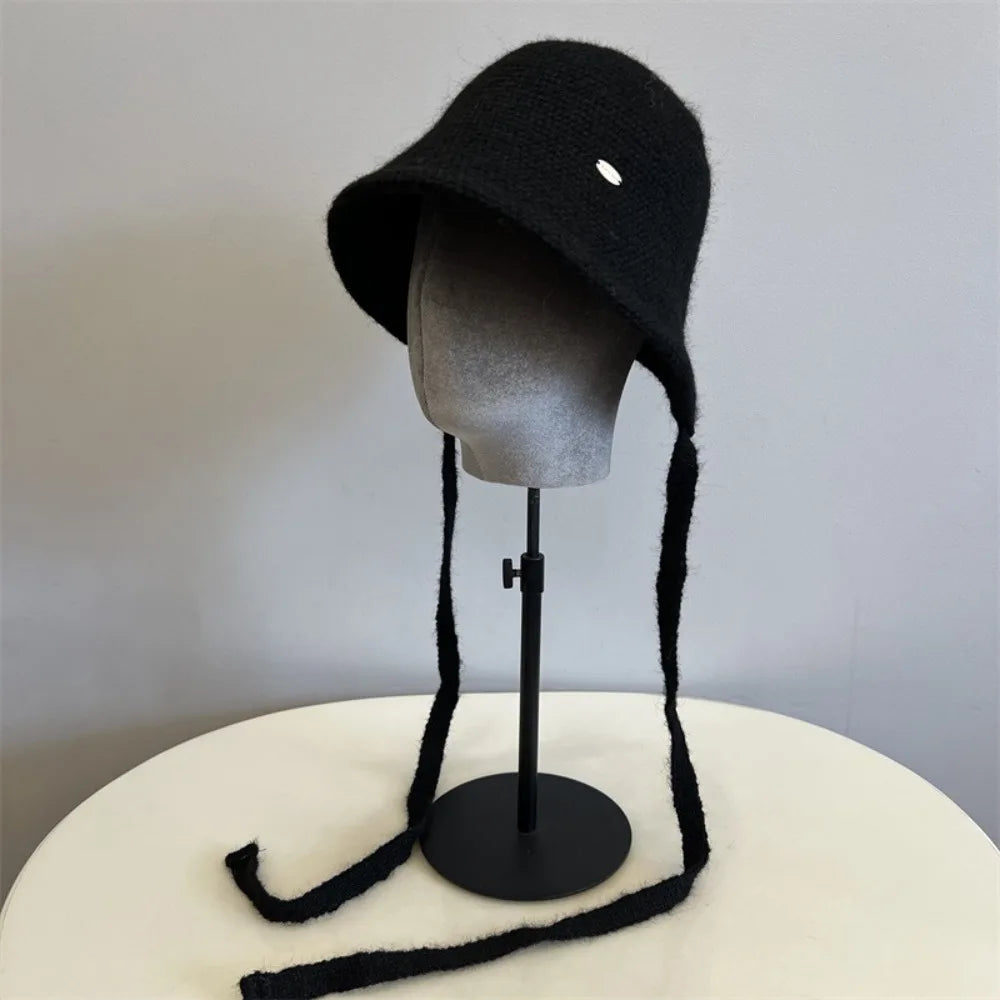 Wool Blend Back Notch Knitted Bucket Hat
