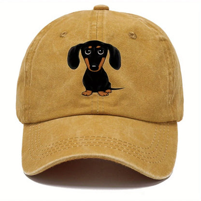 Dachshund Print Retro Washed Baseball Cap