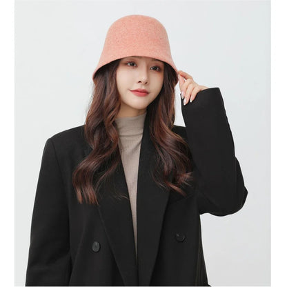 Women Vintage Felt Winter Bucket Hat