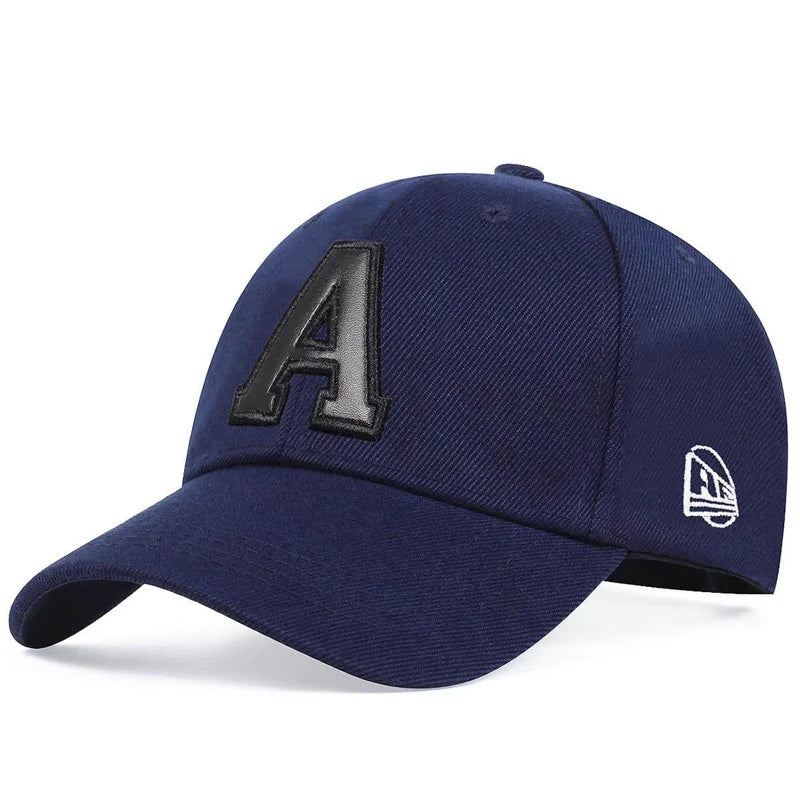 Unisex A Letter Leather Label Embroidery Baseball Caps
