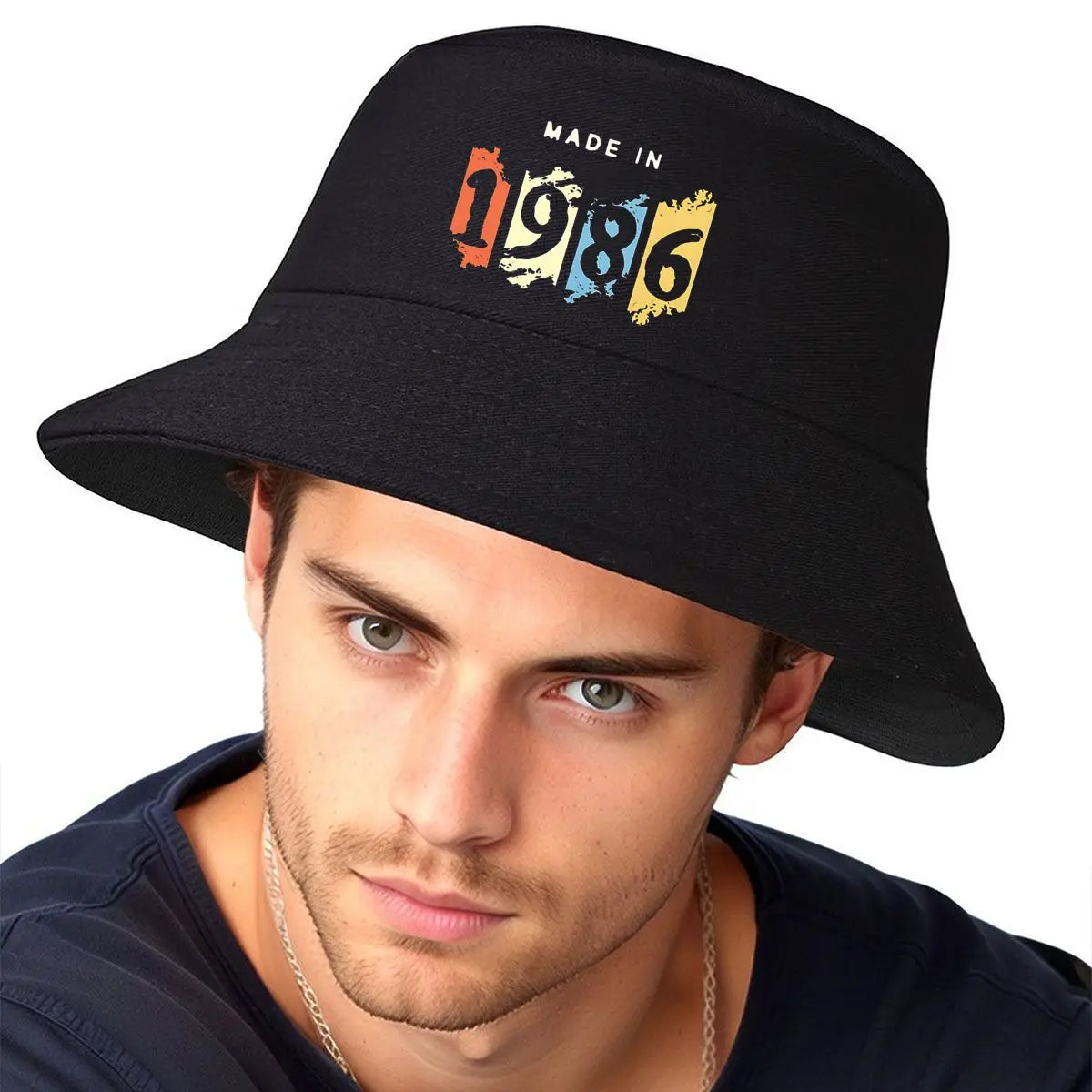 1986 Colorful Text Bucket Hat