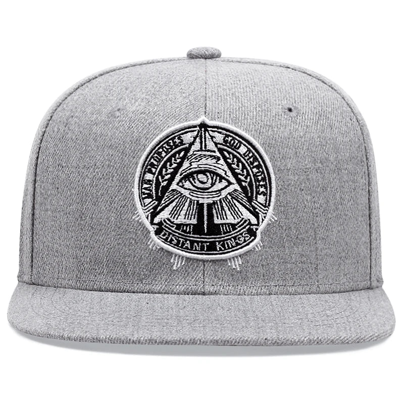 3D Eye Embroidered Flat Brim Hip Hop Cap