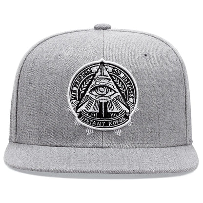 3D Eye Embroidered Flat Brim Hip Hop Cap