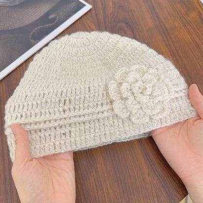 3D Flower Knitted Winter Kids Bucket Hat