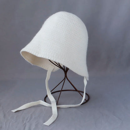 Solid Color Wool Knitted Winter Bucket Hat