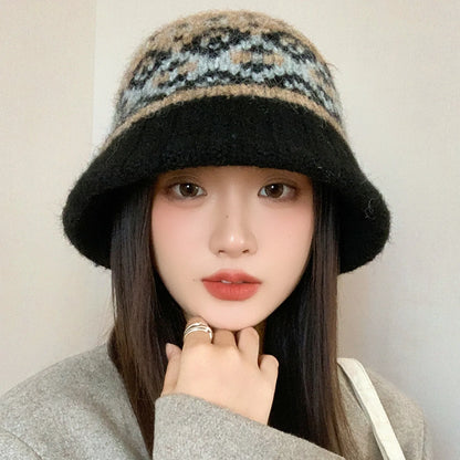 Winter Warm Wool Knitted Retro Women Bucket Hat