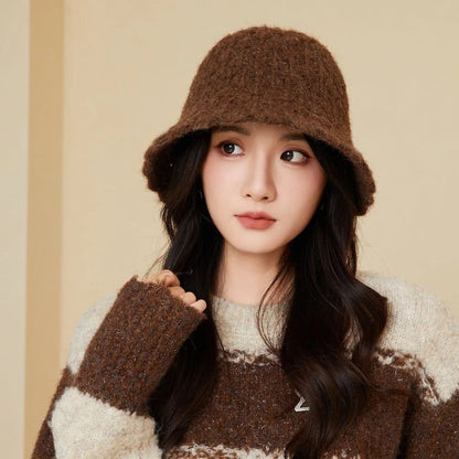 Women Knitted Korean Style Retro Winter Bucket Hat