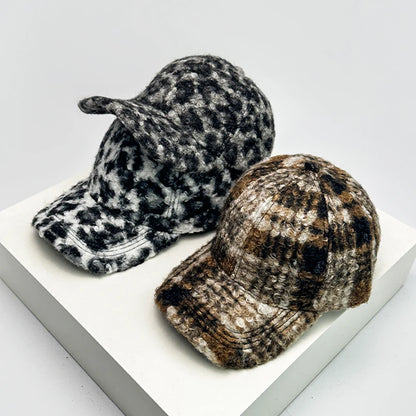 Check Leopard Print Baseball Cap