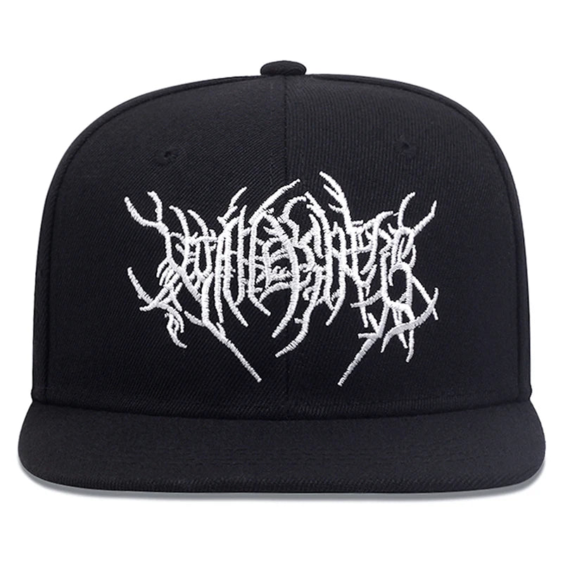 Gothic Embroidered Flat Brim Baseball Hat