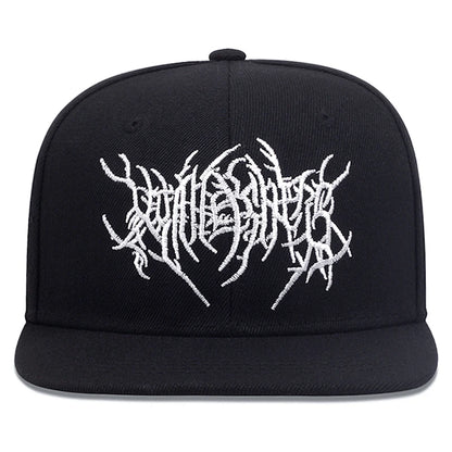 Gothic Embroidered Flat Brim Baseball Hat