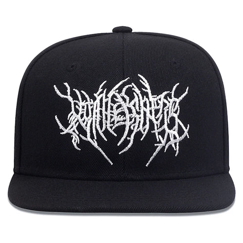 Gothic Embroidered Flat Brim Baseball Hat
