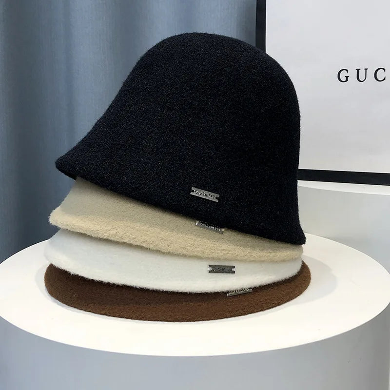 Japanese Wool Knitted Winter Bucket Hat