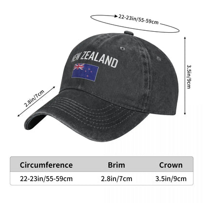 New Zealand Flag Charcoal Washed Denim Baseball Cap