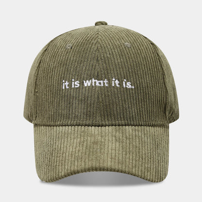 Winter Corduroy Embroidered Letter Baseball Cap