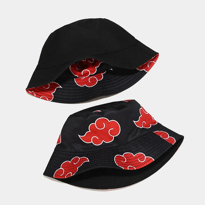 Red Cloud Anime Embroidered Cotton Bucket Hat