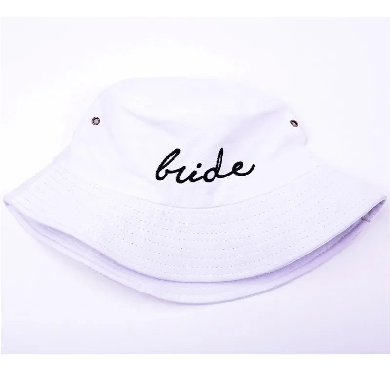 Squad Bride Embroidered Flat Top Foldable Bucket Hat