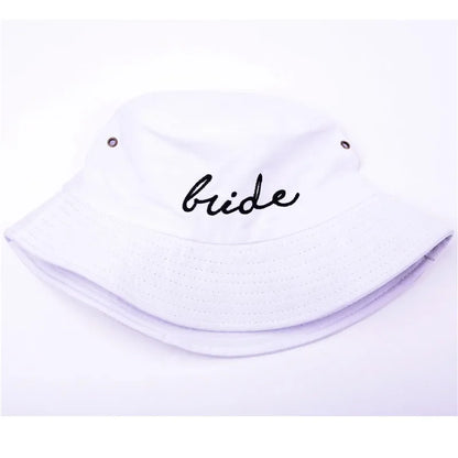 Squad Bride Embroidered Flat Top Foldable Bucket Hat