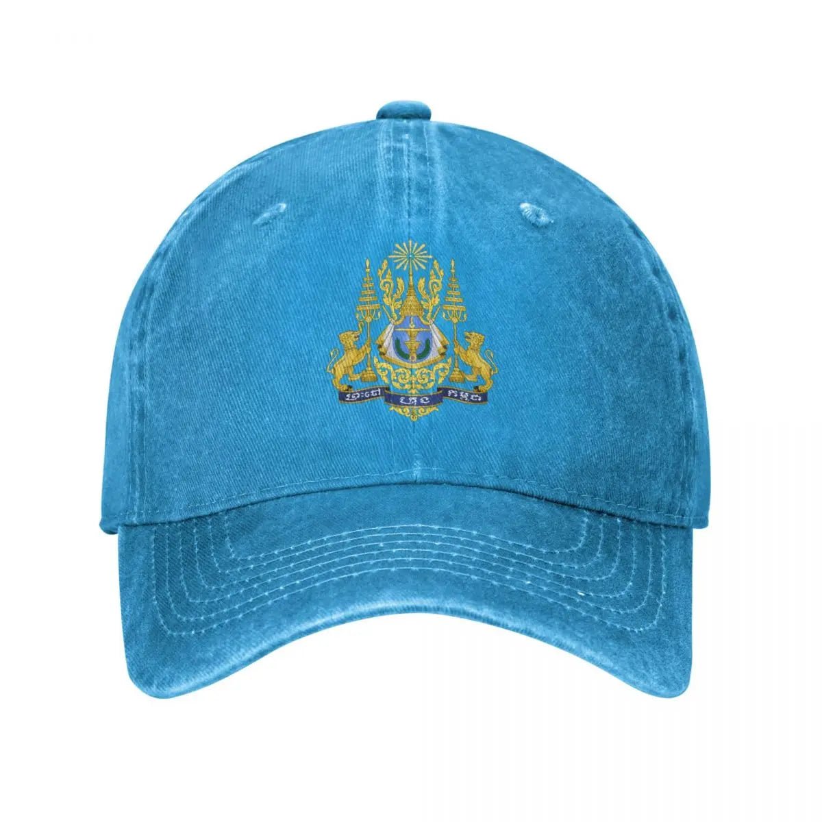 Cambodia Emblem Charcoal Washed Vintage Baseball Cap