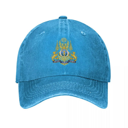 Cambodia Emblem Charcoal Washed Vintage Baseball Cap