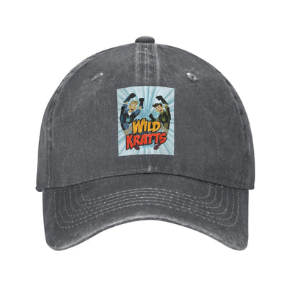 Wild Kratts Pattern Washed Denim Baseball Cap