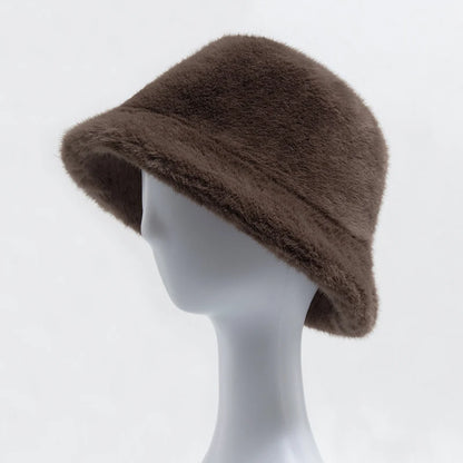Faux Fur Bucket Hat Women Autumn Winter