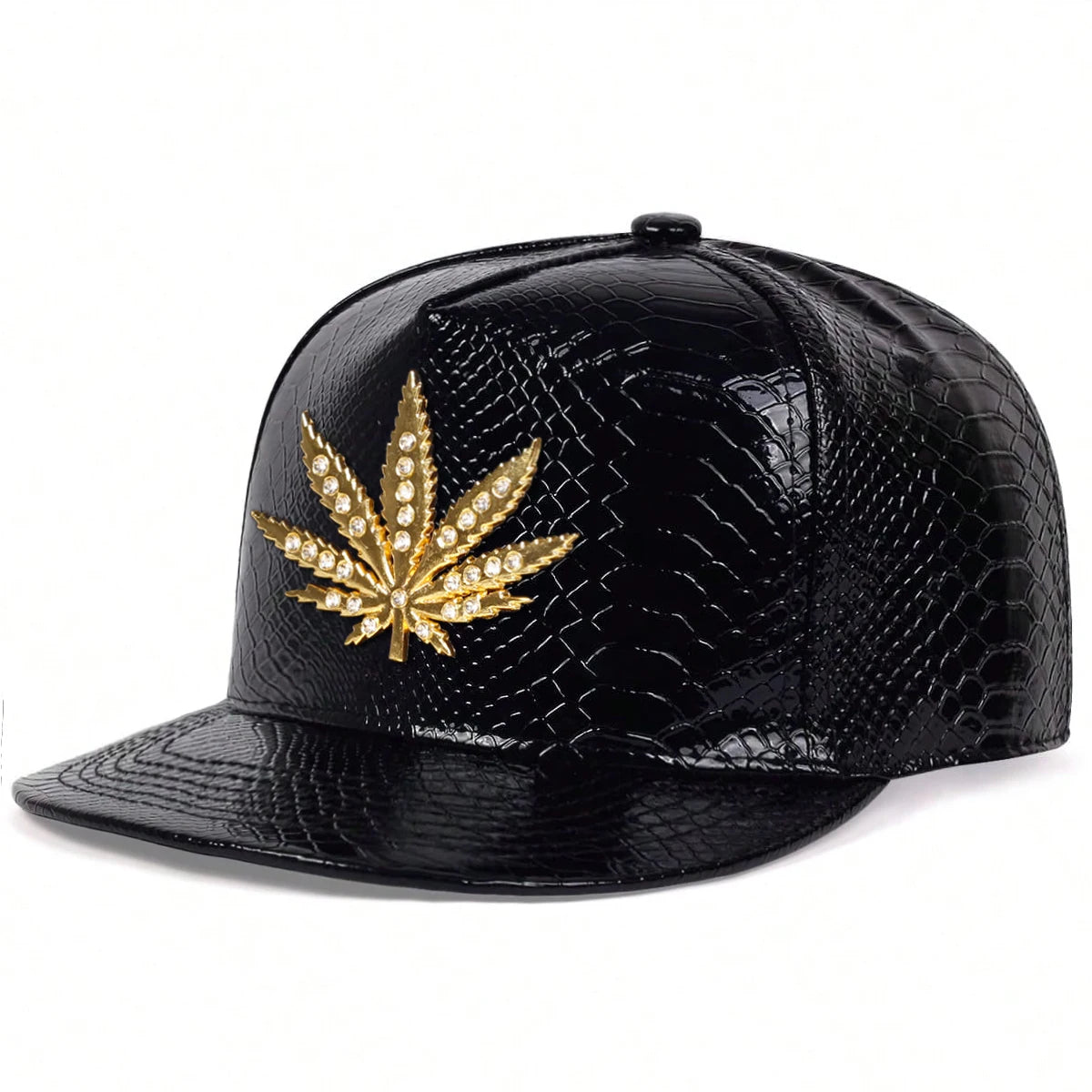 Unisex Maple Leaf Label With Drill Leather Hip-hop Hats