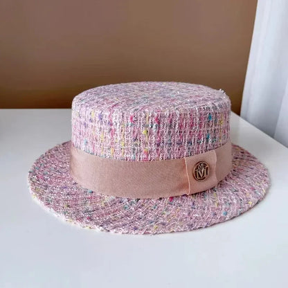 Xiao Xiang Pearl Tweed Flat Top Bucket Hat