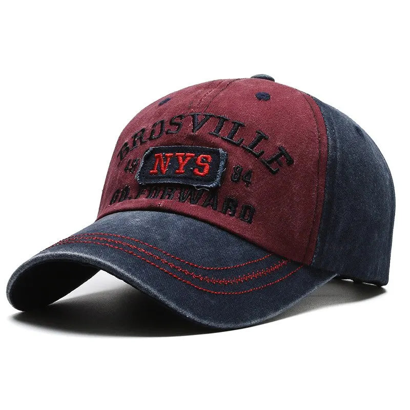 Distressed Washed Cotton Letter Baseball Cap