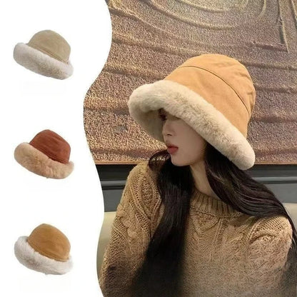Rabbit Fur Winter Plush Ear Protection Bucket Hat
