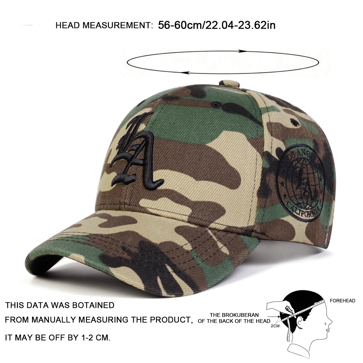 Unisex Gothic LA Camouflage Embroidery Baseball Cap