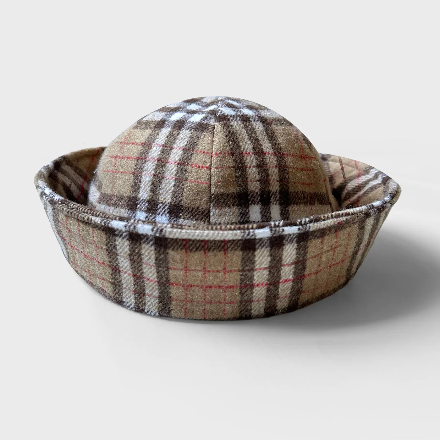 Plaid Turned-Brim Bucket Hat