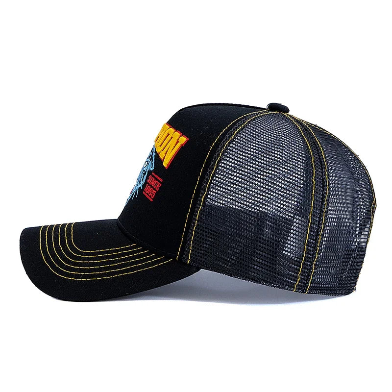 Tiger Head Embroidered Mesh Baseball Cap