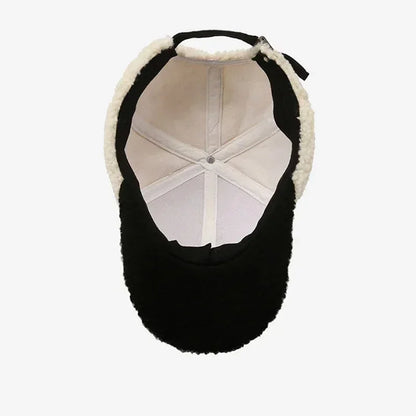 Big Letter Embroidered Lambswool Baseball Cap