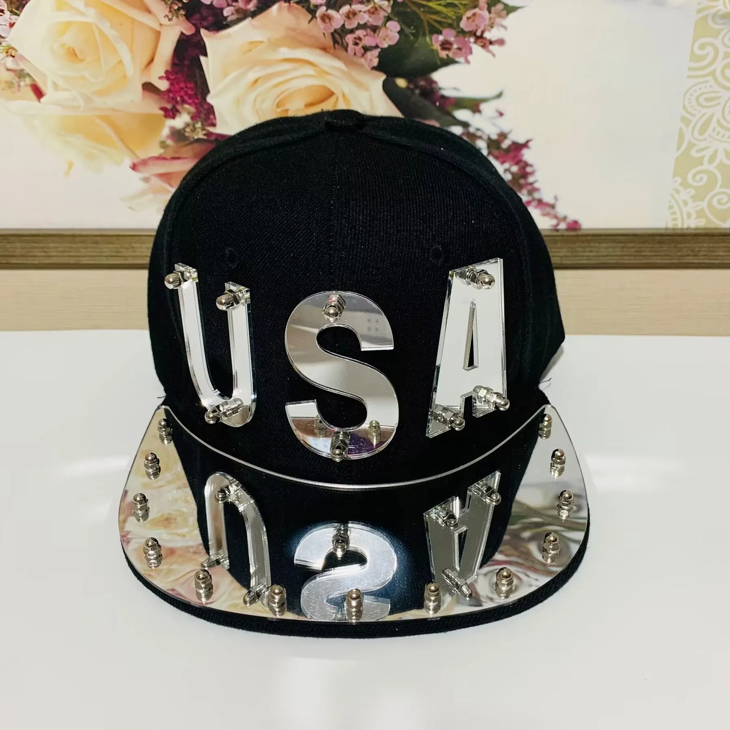 Mirror Letter Hip Hop Snapback Cap