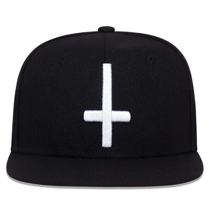 Flat Cross Embroidery Unisex Snapback Cap