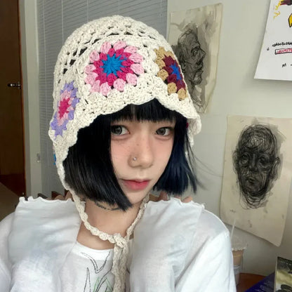 Bohemian Mori Crochet Flower Bucket Hat